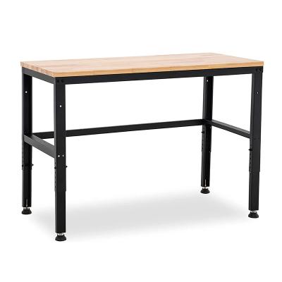 China Modern Garage Workbench with Solid Wood Table Top, Overall Steel Frame Work Table for Garage, Workstation for Workshop and Home for sale