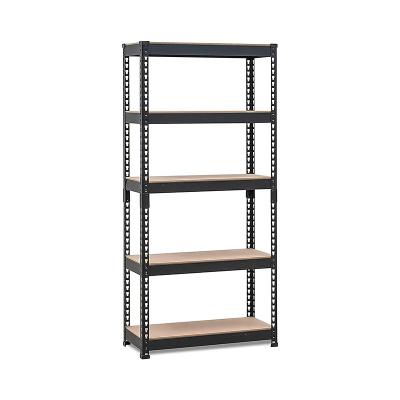 China Industrial 5-tier Metal Shelving Adjustable Garage Storage Utility Rack Heavy Duty Multipurpose Shelf Basement Kitchen Living Room pantry for sale