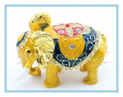 China Gold Enamel metal elephant shape trinket box for sale