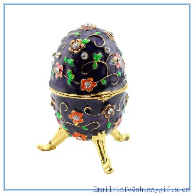 China Enamel handmade Egg Birmingham metal trinket box for sale