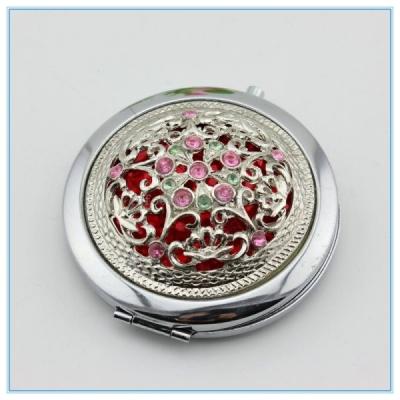 China 2014 hot sale silver diamond metal pocket mirrors for sale