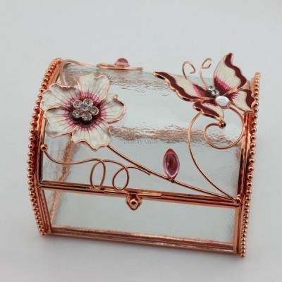 China Wedding Gifts Transparent Glass Jewelry Box for sale