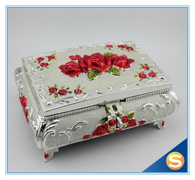 China Custom Elegant White Metal Enamel Jewelry Box for sale