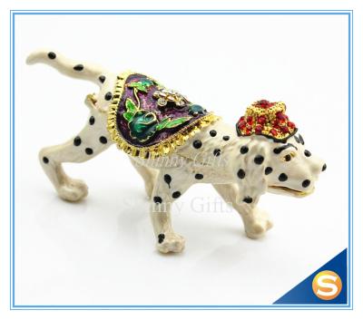 China Dog Trinket Box Animal Jewelry Box Metal Pewter Enamel Gift Box Modern Home Decorative Gift Box SCJ057 for sale