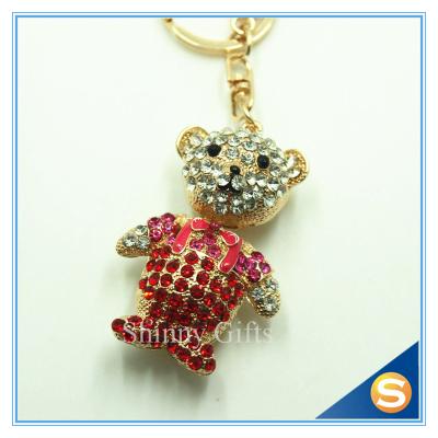 China 3D Teddy Bear Cute Cartoon Rhinestone Animal Shape Key Chain for Valentine's Day Gift for sale