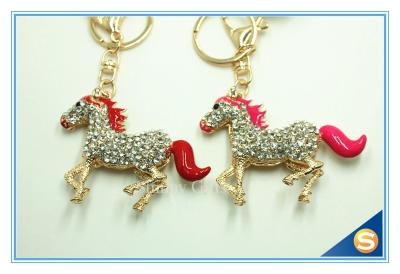 China High Quality Sparkling Running Horse Keychain Crystal Rhinestone Purse Pendant Handbag Charm Exquisite Small Gifts for sale