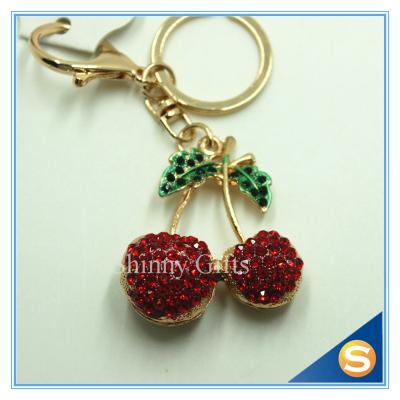 China Custom Fruit Shape Attractive Cherry Shape Metal Key Chain For Women's Hangbag for sale