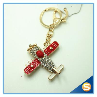 China 3D Airpalne Shape Rhinestone Cute Metal Key Chain For Girls Gift Four Color For Sale for sale