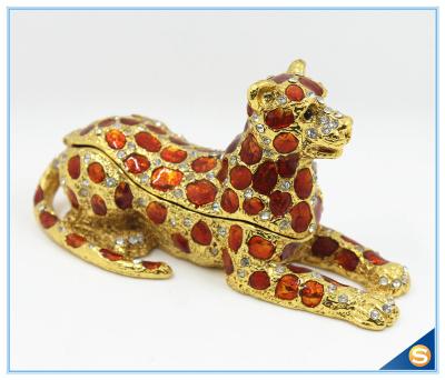 China Wholesale Spot Leopard Shape Trinket Box Crystal Metal Trinket Box SCJ294 for sale