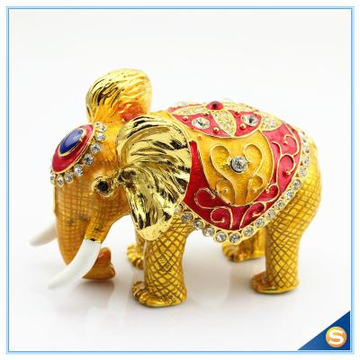 China Thai Style Elephant Enamel Ornaments Jewelry Box Home Furnishing Lucky Elephant Trinket Box for sale