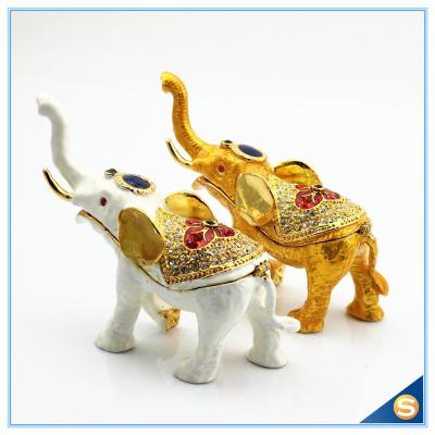 China Enamel Craft Creative Antique Elephant Trinket Box Home Decoration Jewelry Box SCJ722 for sale