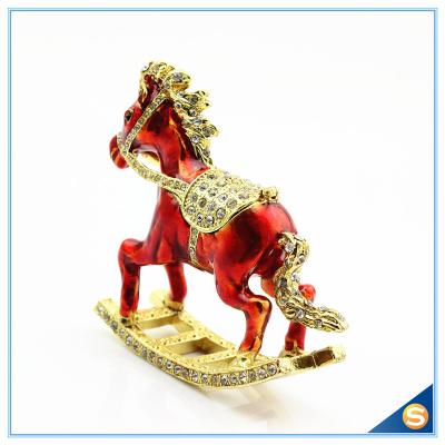 China Enamel Metal Trojan Shape Trinket Box Animal Series Rhinestone Jewelry Box SCJ730 for sale