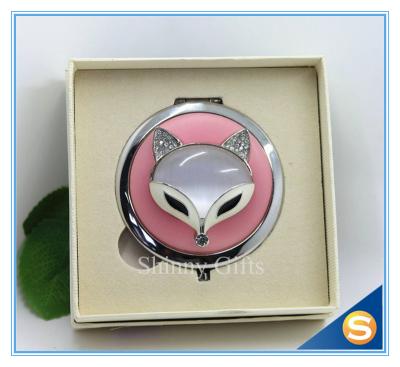 China Shinny Gifts Creative Fox Design Makeup Mirror Fancy Convenience Pocket Mirror for sale