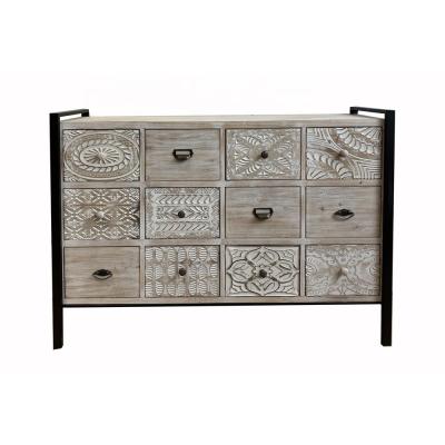 China Wooden Storage Cabinet Antique Crave Furniture12 Style Wood Drawers And Metal Storage Sideboard OEM Manufacturing for sale