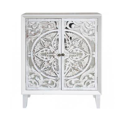 China Storage Living Room Cabinets Wood Carve Solid 2 Door Chest Storage Furniture Manufacture OEM for sale