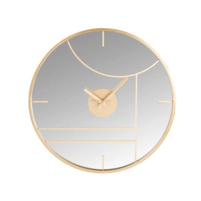 China Modern Europe Yiju Gold Wall Clock With Mirror Living Room Home Decorative Decor For Luxury Wall Clock OEM Manufacturing for sale