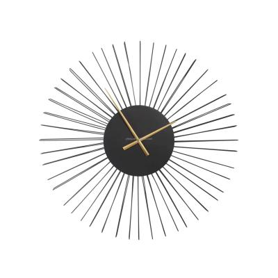 China Black Modern Wall Clock Wire Europe Yiju Iron Living Room Home Decorative Decor For Luxury Wall Clock OEM Manufacturing for sale