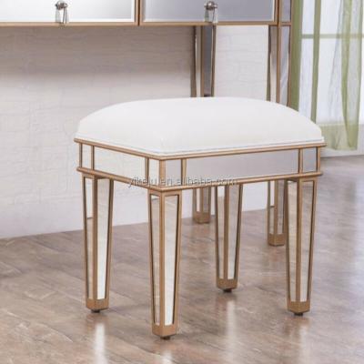 China Modern gold mirror dining table set mirror dining chair living room makeup stools furniture excellent OEM manufacturing for sale