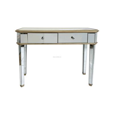 China Modern Mirrored Office Entry Table With 2 Drawers Mirrored Console Tables For Vanity Makeup Table Entryway Mirrored Living Room Furniture for sale