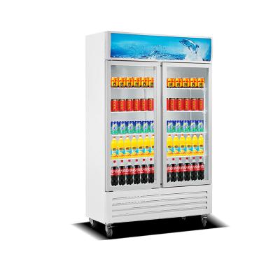 China Commercial Single-Temperature Beverage Refrigerator with Glass Door 2 Beverage Cooler with LED Lighting 35.6 - 50Fahrenheit for sale