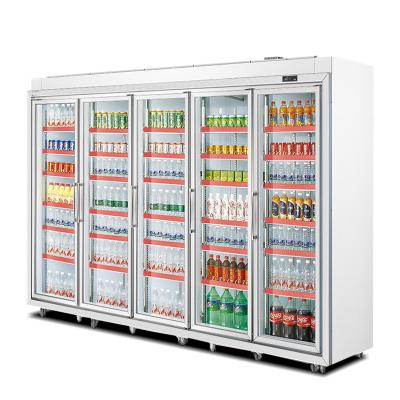 China Wholesale Doors Supermarket Single-temperature Commercial 5 Display Fridge Upright Refrigerator Freezers for sale