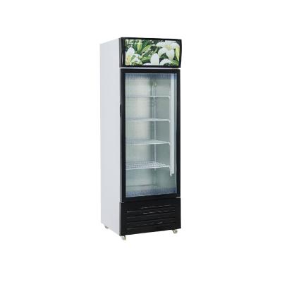 China Single-Temperature Commercial Glass Merchandiser 1-Door Upright Reach In Beverage Cooler Display Fridge for sale