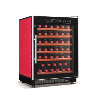 China Hotel 41 bottle compressor refrigerator wine cooler cabinet/refrigerated wine box cooler for home/hotel with LED for sale