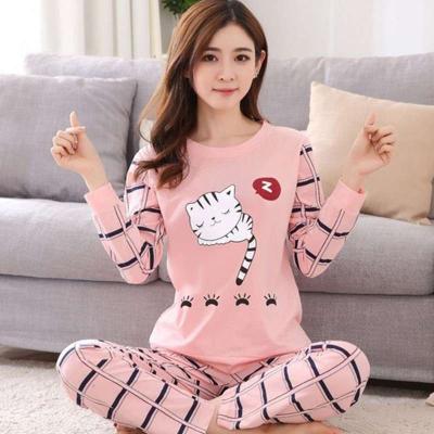 China Casual Autumn Cartoon Female Pajamas Women Sleepwear Girl Long Sleeve Pajamas Sets QUICK DRY O Neck for sale