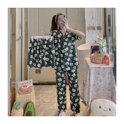 China Amazon Sleep Hot Item Customizable Womens Wear 3pcs Breathable Pajamas Sets for sale