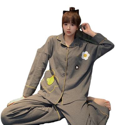 China Amazon sale QUICK DRY cotton hot spring and pure pajamas long sleeve autumn and winter ladies autumn large size 2 pieces loosen for sale