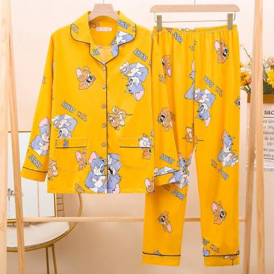 China Autumn Milk QUICK DRY sleeve pajamas silk cardigan pants plus size homewear plus size fatmm250Jin long two piece set for sale