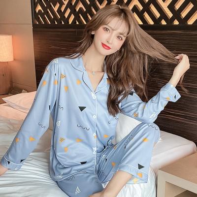 China Autumn Long Sleeve Spring Sale Girl's Sleepwear 2Pcs Casual Cute Teenage Suit Breathable Hot Korean Ladies Ladies Lapel Trousers Pajamas Pajamas for sale