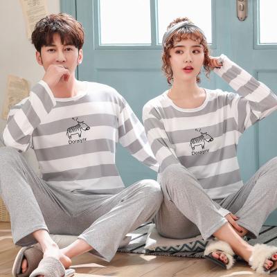 China Soft QUICK-DRY women's couples pajamas spring and autumn cartoon home service couples suit round neck thin sexy long-sleeved for sale