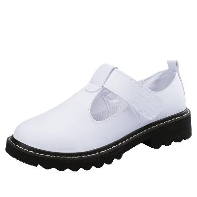 China Fashion Trend Customize Logo Women White Leather Nursing Flats Shoes For Nurse Working Standard Green Outsole for sale