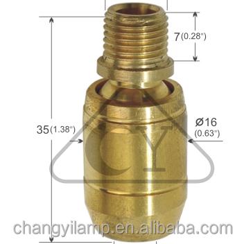 China 3081033--Gold outside and inside plating/M10 thread swivel joint use for led/light lamp/3081033 for sale