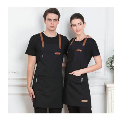 China High Quality Cotton Artificial Black High Quality Denim Custom Made Copy Ruffled Logo Aprons For Kitchen Cook Chef Apron Kitchen Apron for sale