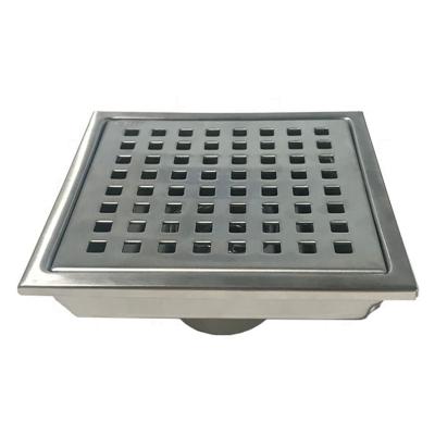 China Durable SUS 304 Stainless Steel Brushed Square Shower Floor Drain With Removable Cover Grate Grate for sale