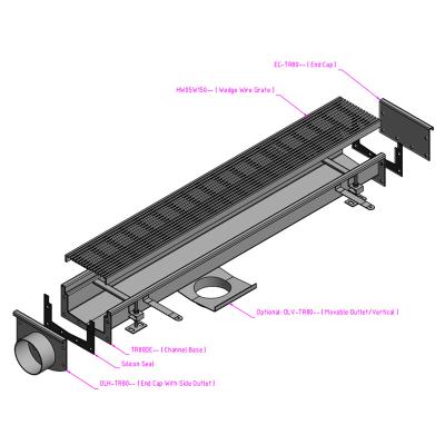 China China Modern Stainless Steel Profile Channel Drainage Trench Deep Drain With Movable Outlet for sale