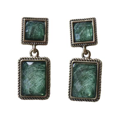 China Alloy Trendy Earrings Fashion CIA Green Resin Stud Earring For Women Wholesale for sale