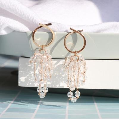 China Elegant Women Crystal Sweet Wind Earrings For Fashion Circle Long Tassels Eardrop Korean Trendy Earrings for sale