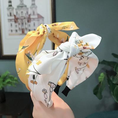 China JUHU Korean version of new fashionable new cat ear hair band floral women's head band knot hair band new fabric for sale