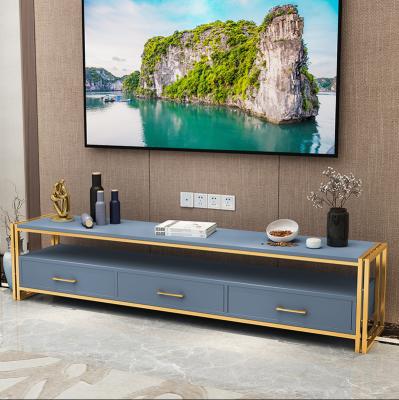 China Post-modern light luxury home TV living room gold stand (height) adjustable Nordic marble TV cabinet iron for sale