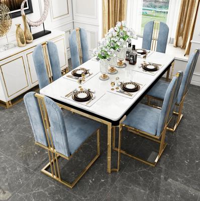 China 6 Piece(Size) Adjustable Corner Luxury Italian Modern Marble Head Stainless Steel Dining Table Marble Head Set for sale