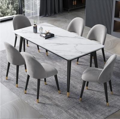 China (Size) adjustable Nordic marble combination of modern and simple rectangular restaurant dining table and dining table household chair. for sale