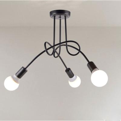 China DIY 5 shape e27 color black design indoor lamp metal 3 led bulbs ceiling lighting for sale