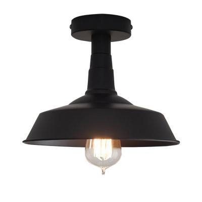 China Mid Century Black Color Industrial Style Semi Flush Mount Rustic Ceiling Lights For Restaurant Bar Farmhouse for sale