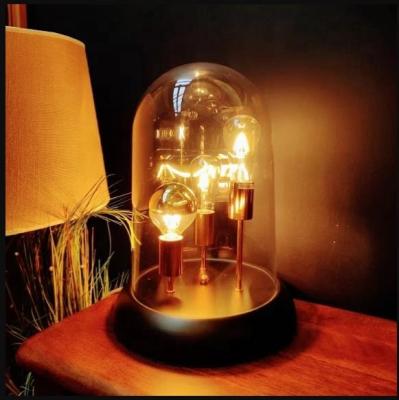 China Modern Restaurant New Design Decorative Round Glass Led Table Lamps With 3 Led Bulbs for sale