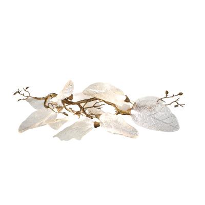 China Creative luxury modern tree leaf high ceiling mounted crystal chandeliers for villa hotel bedroom for sale