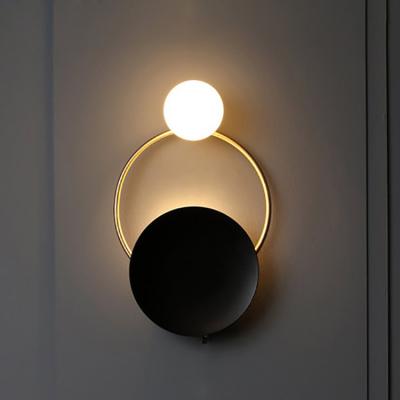 China European Post Modern Design LED Glass Ball Wall Lamp Round Decorative Wall Light For Hotel Bedroom for sale