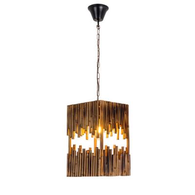 China Natural Creative Bamboo LED Wood Pendant Lamp Chandelier Lights For Restaurant Dining Room for sale